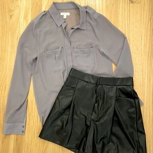 Silence and noise Sheer purple button up blouse